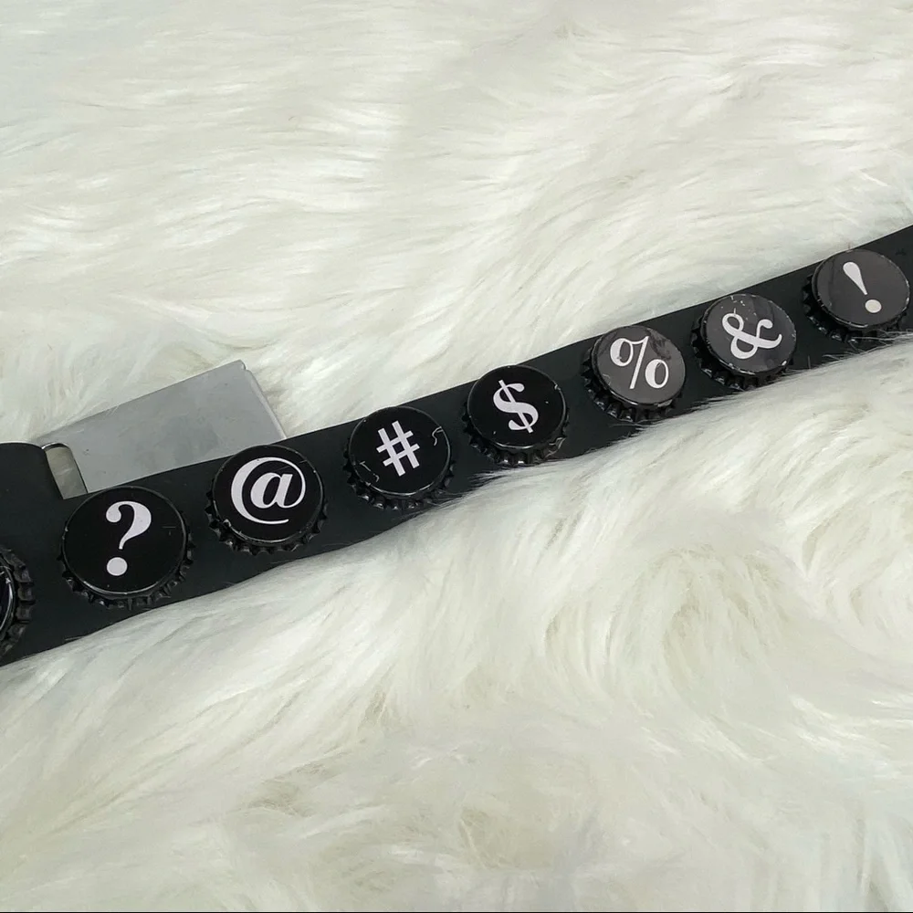 Seatbelt Belt with Bottle Cap Signs